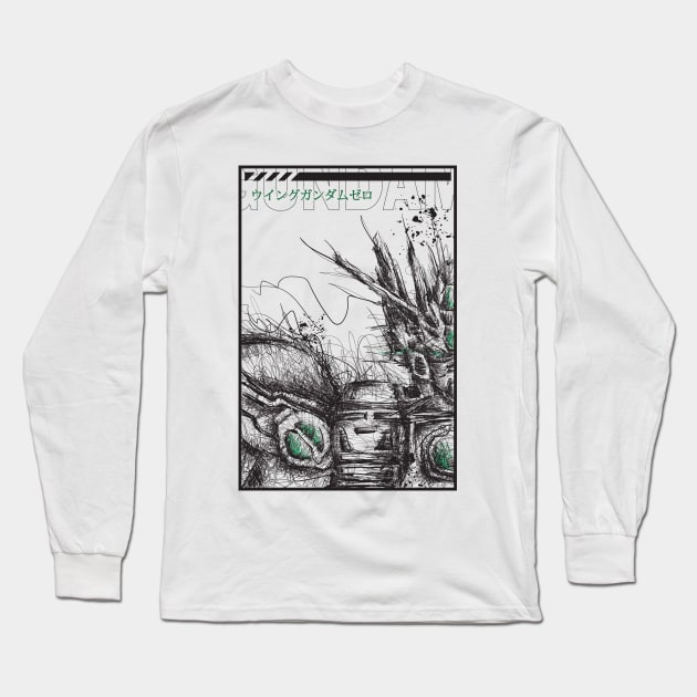 Scribble Mecha Wing Zero Long Sleeve T-Shirt by scribble13